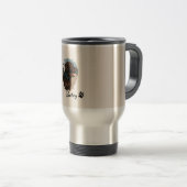 Schattigee Chocolade Labrador Hond – Bailey | Kado Reisbeker (Voorkant rechts)