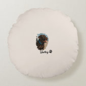 Schattigee Chocolade Labrador Hond – Bailey | Kado Rond Kussen (Voorkant)