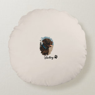 Schattigee Chocolade Labrador Hond – Bailey   Kado Rond Kussen