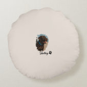 Schattigee Chocolade Labrador Hond – Bailey | Kado Rond Kussen (Achterkant)