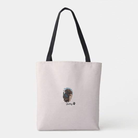 Schattigee Chocolade Labrador Hond – Bailey | Kado Tote Bag (Achterkant)