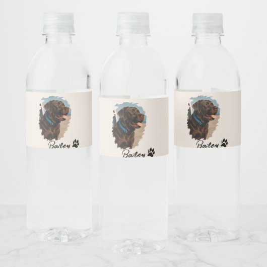 Schattigee Chocolade Labrador Hond – Bailey | Kado Waterfles Etiket (Flessen)