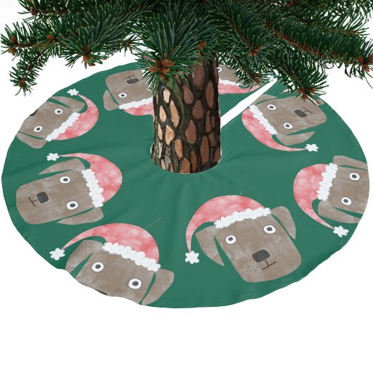 Schattigee Chocolade Labrador Retriever Hond in Sa Kerstboom Rok