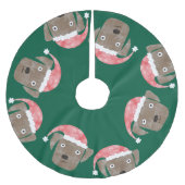 Schattigee Chocolade Labrador Retriever Hond in Sa Kerstboom Rok (Voorkant)