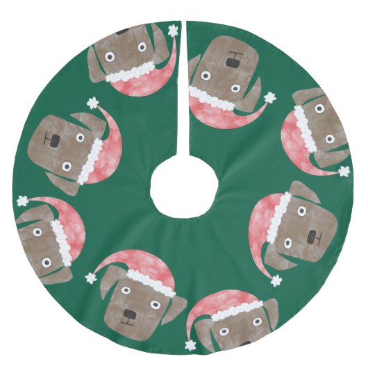 Schattigee Chocolade Labrador Retriever Hond in Sa Kerstboom Rok (Voorkant)