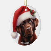 Schattigee Chocolade Labrador Retriever Hondenkers Keramisch Ornament (Rechts)