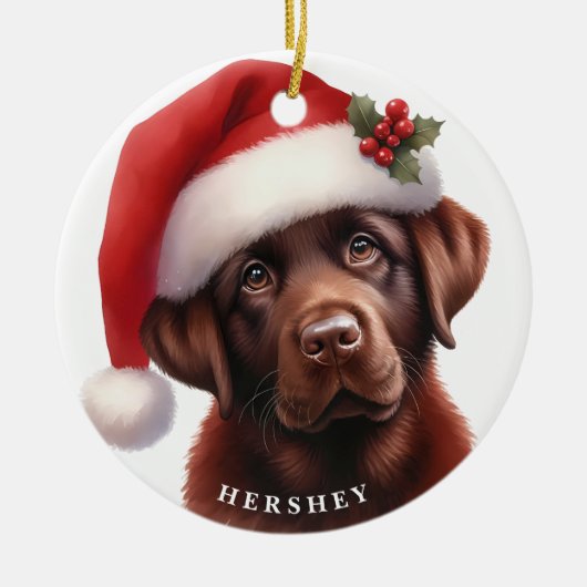 Schattigee Chocolade Labrador Retriever Hondenkers Keramisch Ornament (Voorkant)