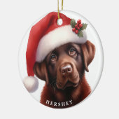 Schattigee Chocolade Labrador Retriever Hondenkers Keramisch Ornament (Links)
