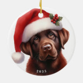 Schattigee Chocolade Labrador Retriever Hondenkers Keramisch Ornament (Achterkant)