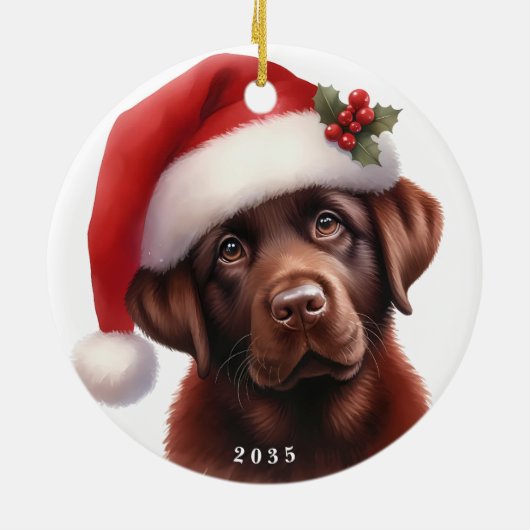 Schattigee Chocolade Labrador Retriever Hondenkers Keramisch Ornament (Achterkant)