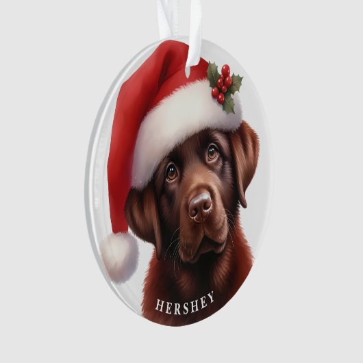 Schattigee Chocolade Labrador Retriever Hondenkers Ornament (voorkant)