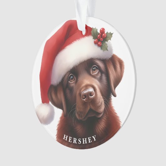 Schattigee Chocolade Labrador Retriever Hondenkers Ornament (voorkant)