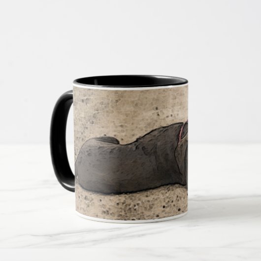 Schattigee Chocolade Labrador Retriever op Forest Mok (Voorkant links)