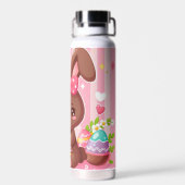 Schattigee chocolade paashaas met roze strepen waterfles (Achterkant)
