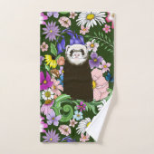 Schattigee Chocolade Sable Ferret Bloemen Groen Bad Handdoek (Handdoek)