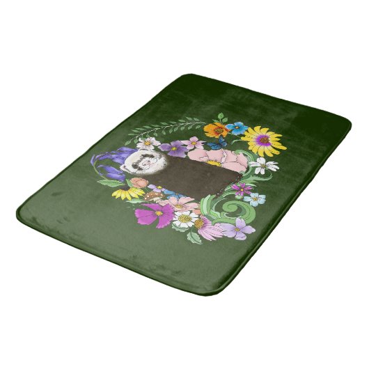 Schattigee Chocolade Sable Ferret Bloemen Groen Badmat (Gekanteld)