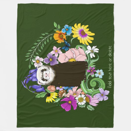 Schattigee Chocolade Sable Ferret Bloemen Groen Fleece Deken (Voorkant)