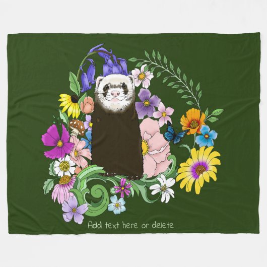 Schattigee Chocolade Sable Ferret Bloemen Groen Fleece Deken (Voorkant (Horizontaal))