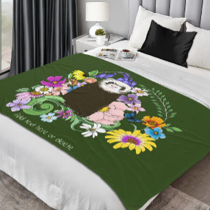 Schattigee Chocolade Sable Ferret Bloemen Groen Fleece Deken