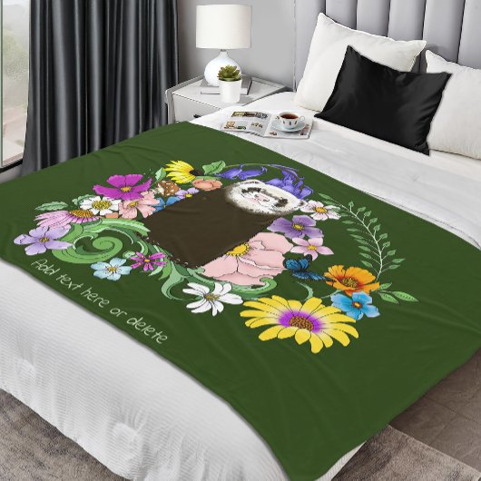 Schattigee Chocolade Sable Ferret Bloemen Groen Fleece Deken