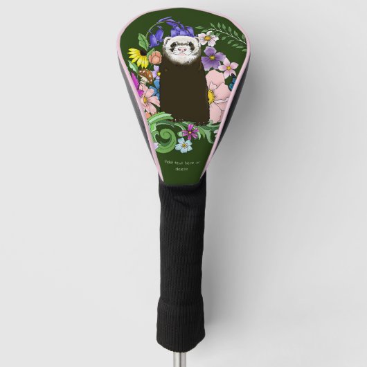 Schattigee Chocolade Sable Ferret Bloemen Groen Golfheadcover (Voorkant)