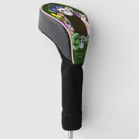 Schattigee Chocolade Sable Ferret Bloemen Groen Golfheadcover (Schuin)