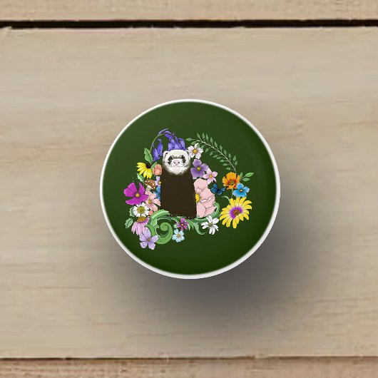 Schattigee Chocolade Sable Ferret Bloemen Groen Keramische Knop