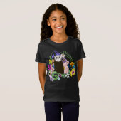 Schattigee Chocolade Sable Ferret Bloemen Groen T-shirt (Voorkant volledig)