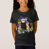 Schattigee Chocolade Sable Ferret Bloemen Groen T-shirt (Voorkant)