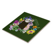 Schattigee Chocolade Sable Ferret Bloemen Groen Tegeltje (Zijkant)