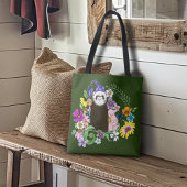 Schattigee Chocolade Sable Ferret Bloemen Groen Tote Bag