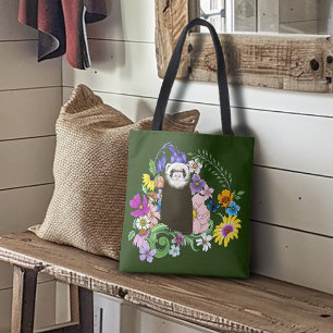 Schattigee Chocolade Sable Ferret Bloemen Groen Tote Bag