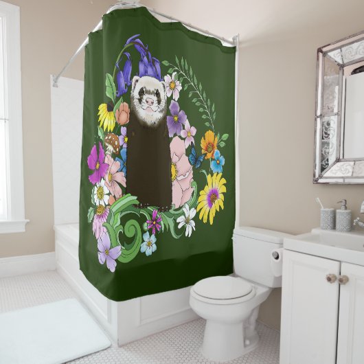 Schattigee Chocolade Sable Forest Bloemengroen Douchegordijn (In situ)