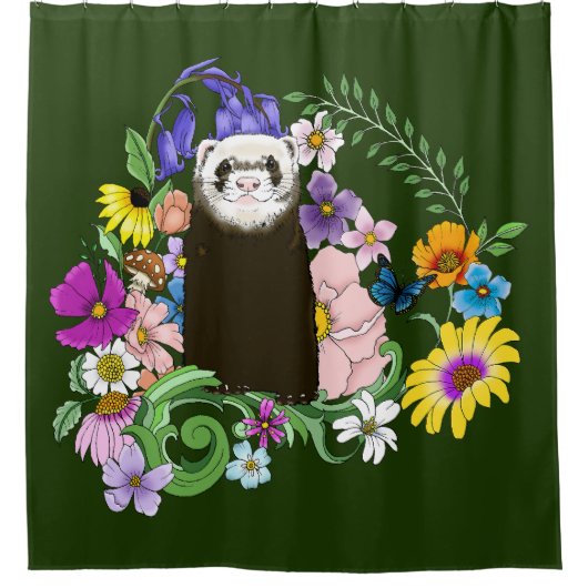 Schattigee Chocolade Sable Forest Bloemengroen Douchegordijn (Voorkant)