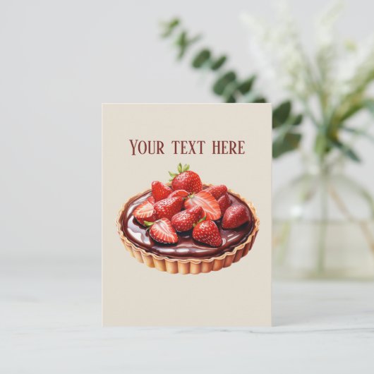 Schattigee chocolade Strawberry tart bericht toevo Briefkaart (Staand voorkant)