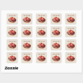 Schattigee chocolade Strawberry tart bericht toevo Vierkante Sticker (Vel)