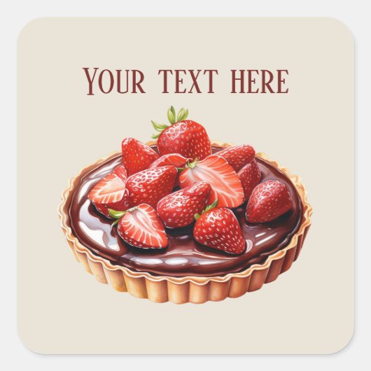 Schattigee chocolade Strawberry tart bericht toevo Vierkante Sticker (Voorkant)