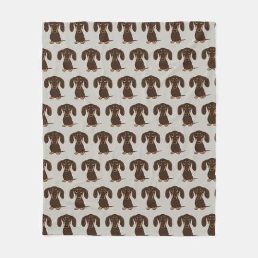Schattigee Chocolade Teckel Wiener Dogs Patroon Fleece Deken (Voorkant)