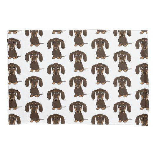 Schattigee chocolade teckels patroon kussensloop (Voorkant)