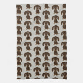 Schattigee chocolade teckels patroon theedoek (Verticaal)