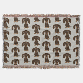 Schattigee chocolade teckels patroon | Wiener Dogs Deken
