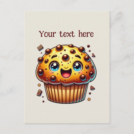 Schattigee chocoladechip muffin aanpassen briefkaart (Voorkant)