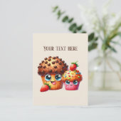 Schattigee chocoladekoekje bericht toevoegen briefkaart (Staand voorkant)
