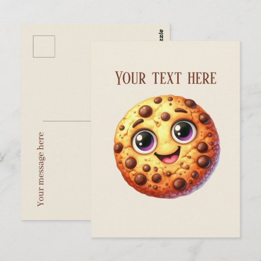 Schattigee chocoladekoekje bericht toevoegen briefkaart (Voorkant / Achterkant)