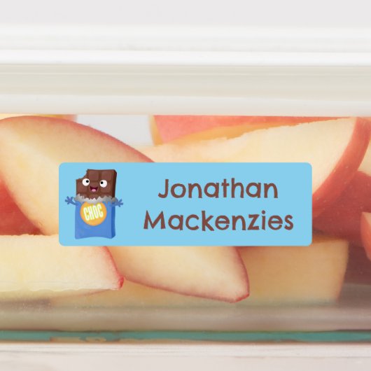 Schattigee chocoladereep stripfiguur gepersonalise labels (Aangebracht)