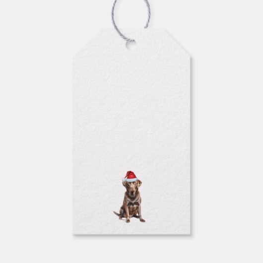 Schattigee Chocolate Lab Hondenkerst Cadeaulabel (Achterkant)