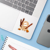 Schattigee Chocolate Pocky Sloth Sticker (Laptop met iPhone)