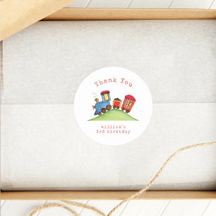 Schattigee Choo Choo Train Boy Verjaardag Dank u Ronde Sticker