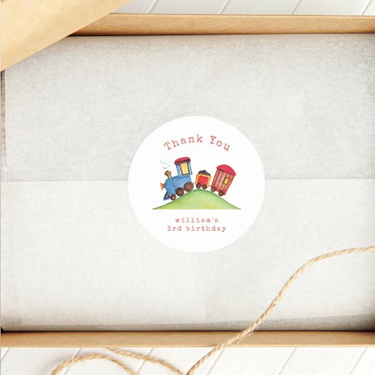 Schattigee Choo Choo Train Boy Verjaardag Dank u Ronde Sticker