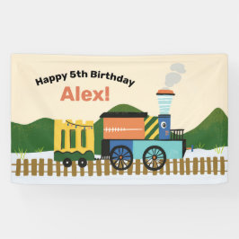 Schattigee Choo-Choo Train Kids Verjaardagsfeestba Spandoek